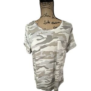 Eliane Camo Cap Sleeve Crew Scoop Neck T-Shirt: 1X